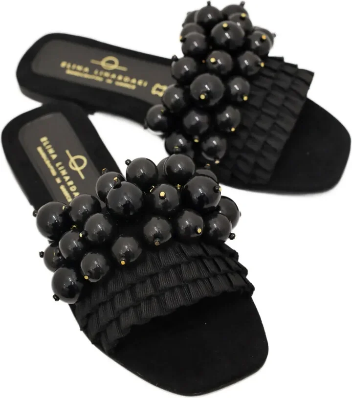 Beaded Ruffled-Detail Sandals