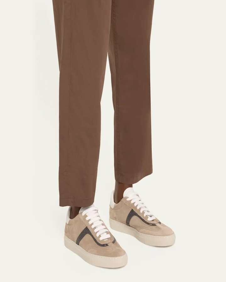 Beaded Suede T-Toe Sneakers - Image 2