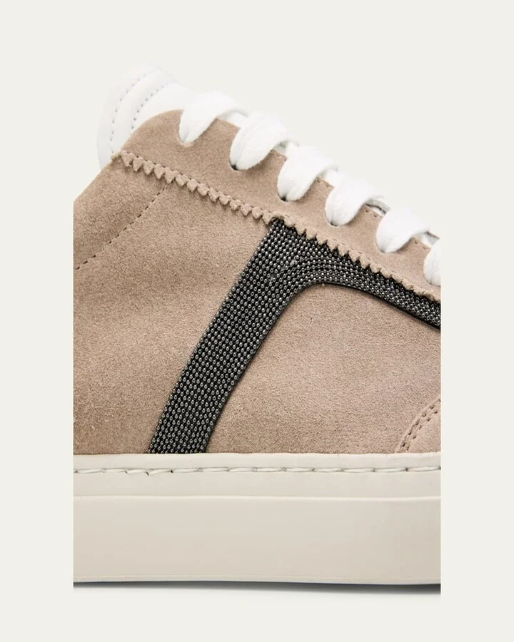 Beaded Suede T-Toe Sneakers - Image 4