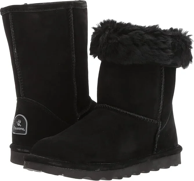 Bearpaw Elle Short Women's Shoes Black : 5 M, Suede