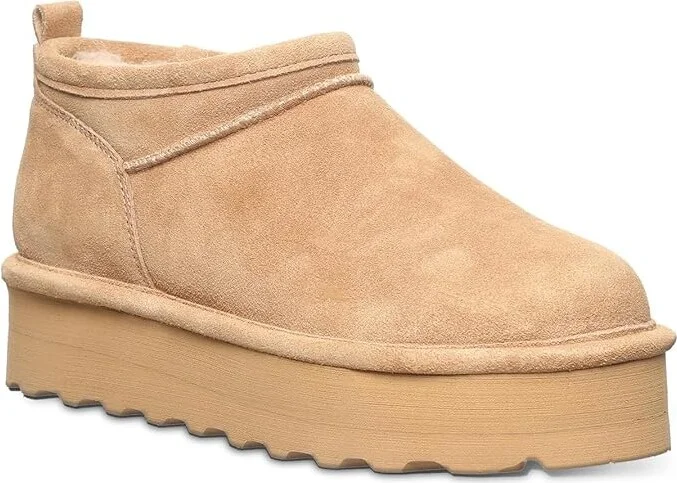 Bearpaw Retro Super Shorty Women's Boots Iced Coffee : 5 M, Rubber/Suede/Wool