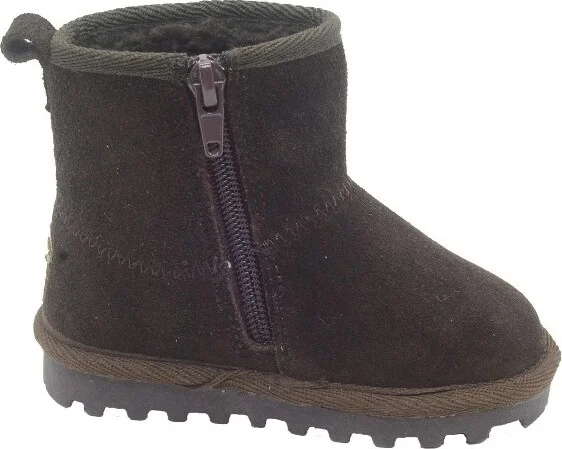 BEARPAW Toddler Jessica Suede Booties with Faux-Fur Lining - Chocolate, Size 5T - Image 2