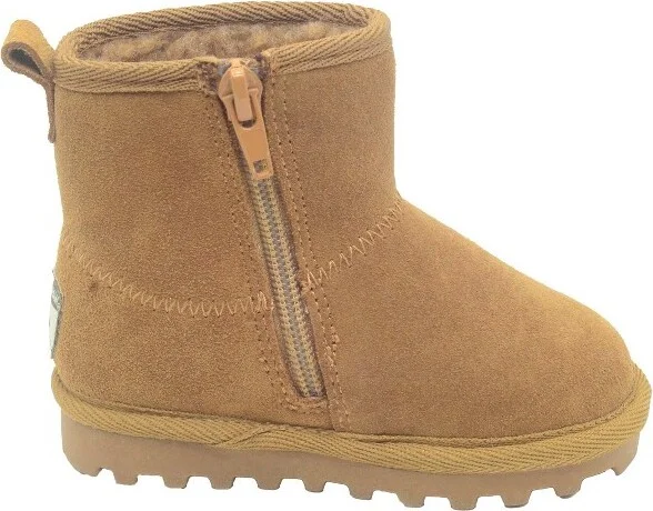 BEARPAW Toddler Jessica Suede Booties with Faux-Fur Lining - Chocolate, Size 5T - Image 4