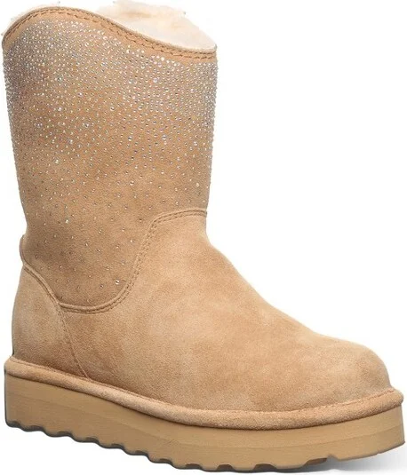 Bearpaw Women's GLAM PLATFORM LO Boots | Iced Coffee Solid | Size