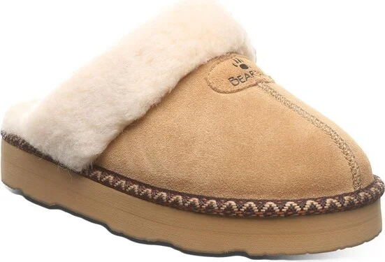 Bearpaw Women's LOKI PLATFORM LO DECO Slippers | Iced Coffee Solid | Size