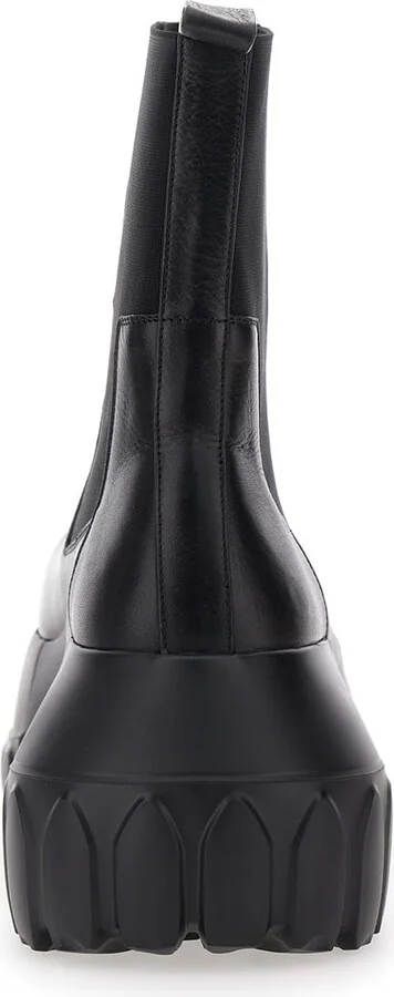 'beatle Mega Tractor' Black Boots With Oversized Platform In Leather Woman - Image 4