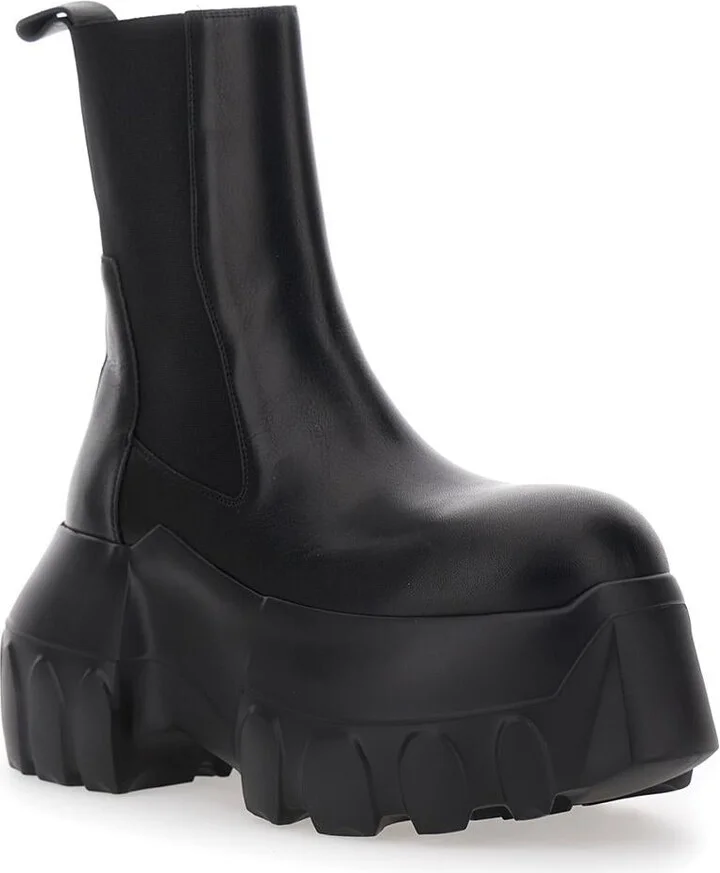 'Beatle Mega Tractor' Black Boots With Oversized Platform In Leather Woman - Image 2