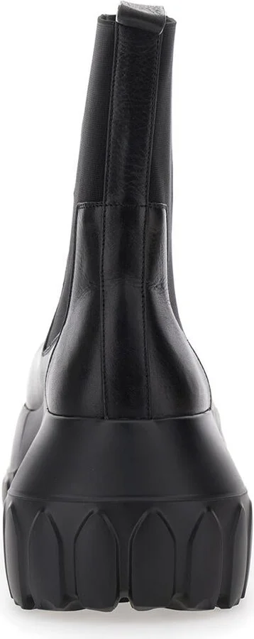 'Beatle Mega Tractor' Black Boots With Oversized Platform In Leather Woman - Image 4