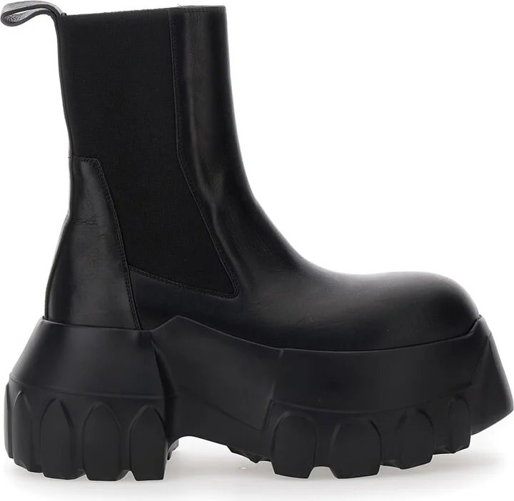 'beatle Mega Tractor' Black Boots With Oversized Platform In Leather Woman