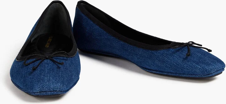 Beatrix bow-detailed denim ballet flats - Image 2