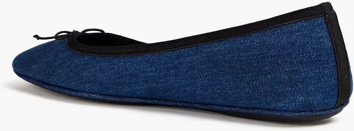 Beatrix bow-detailed denim ballet flats - Image 3