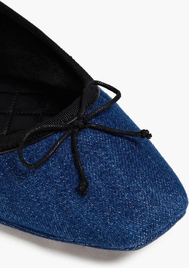 Beatrix bow-detailed denim ballet flats - Image 4