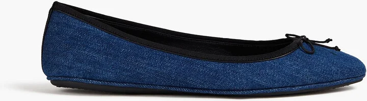 Beatrix bow-detailed denim ballet flats
