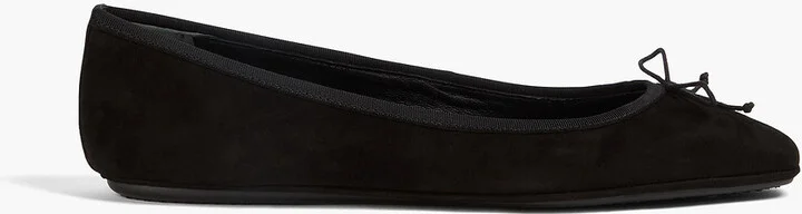 Beatrix bow-detailed suede ballet flats