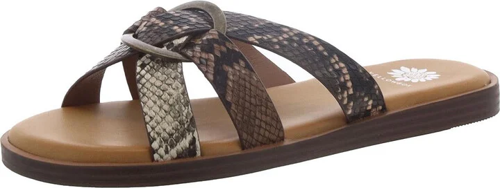 Beatriz Womens Faux Leather O-Ring Slide Sandals