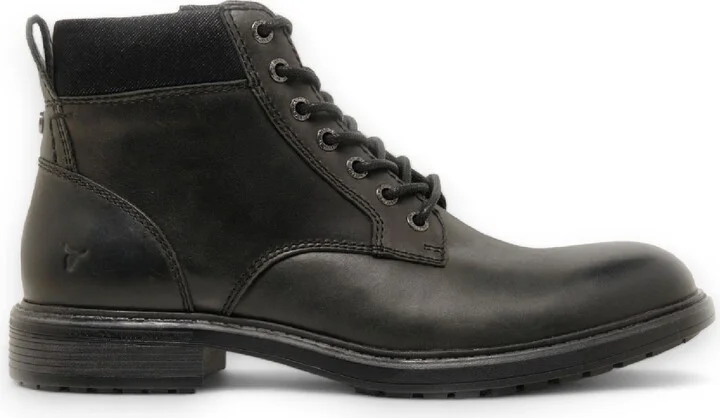 Beau - Men's Black Lace Up Side Zip Leather Chelsea Boots