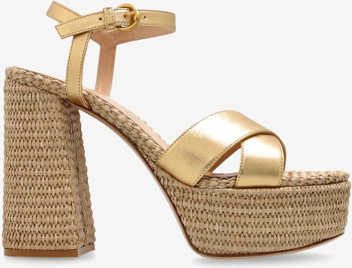 Bebe 110 Metallic Leather Platform Sandals