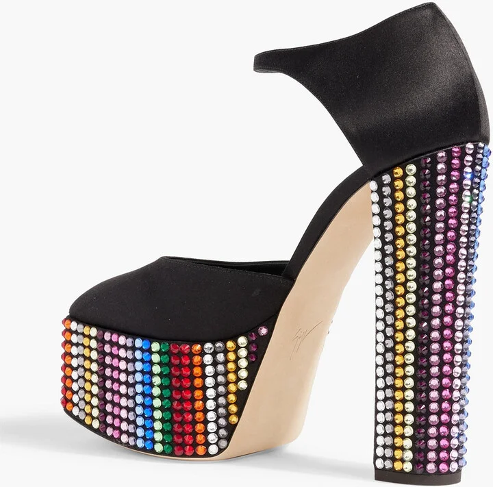 Bebe embellished satin platform pumps - Image 3