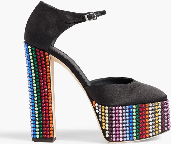 Bebe embellished satin platform pumps