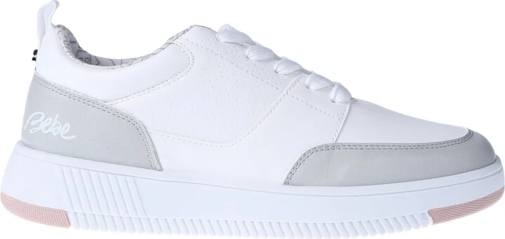Bebe Little and Big Girls Court Low Top Sneaker - White/grey - Image 2