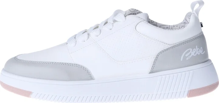 Bebe Little and Big Girls Court Low Top Sneaker - White/grey - Image 3