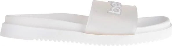 bebe Women's Casual Pool Slide Sandals with Translucent Upper and Logo Patch, White, - Image 2