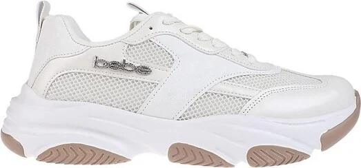 bebe Women's Fashion Platform Lace-Up Shoes - Chunky Sneakers with Mesh & Rhinestone Accents, Silver, - Image 6