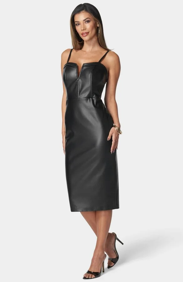 Bebe Women's Faux Leather Midi Dress - Image 5