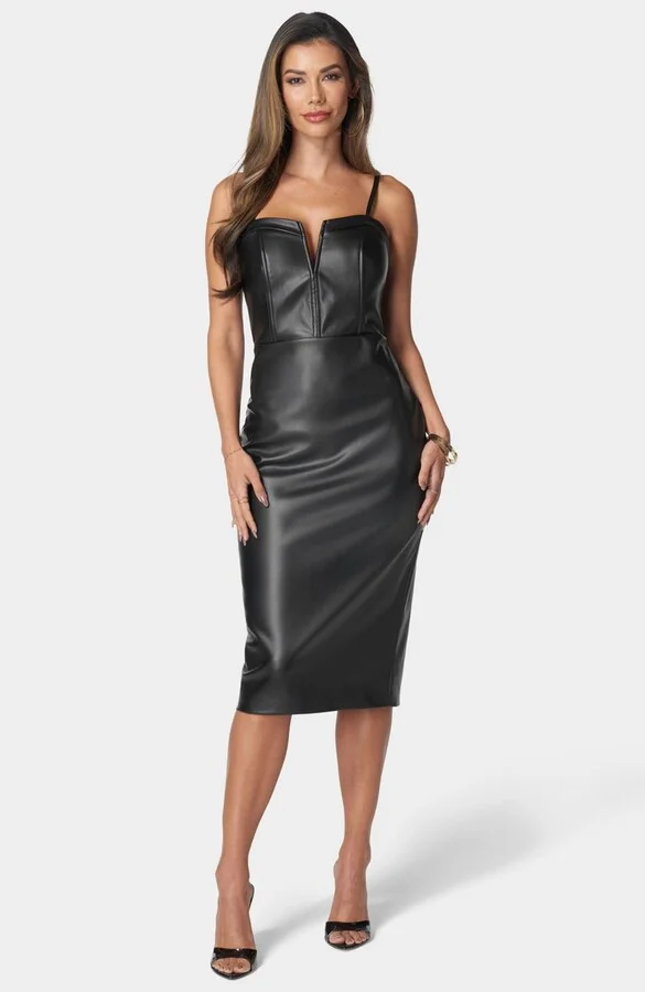 Bebe Women's Faux Leather Midi Dress
