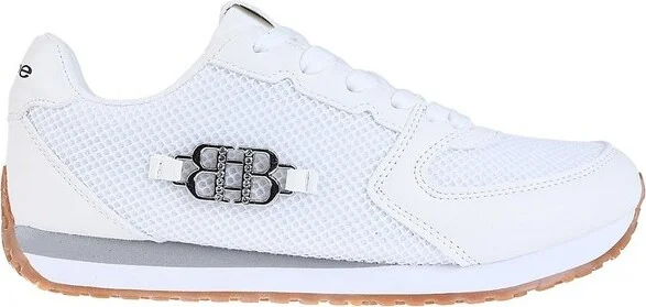 bebe Women's Sneakers with Chunky Sole, Mixed Materials & Logo Ornament – Stylish Lace-Up Shoes, Tan, - Image 3
