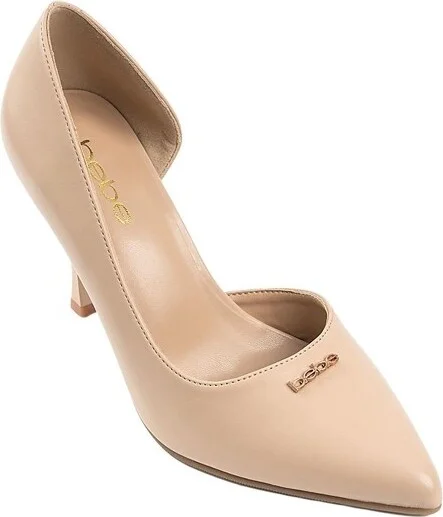 bebe Womens' Stiletto Heels - Pointed Toe Dress Pumps with Logo Vamp Detail, Brown,
