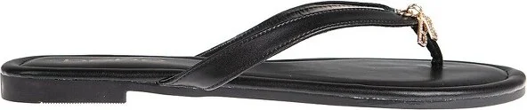 bebe Women's Thong Sandals - Flip Flop Flat Summer Slides Sandals with Double B Charm, Black, - Image 2