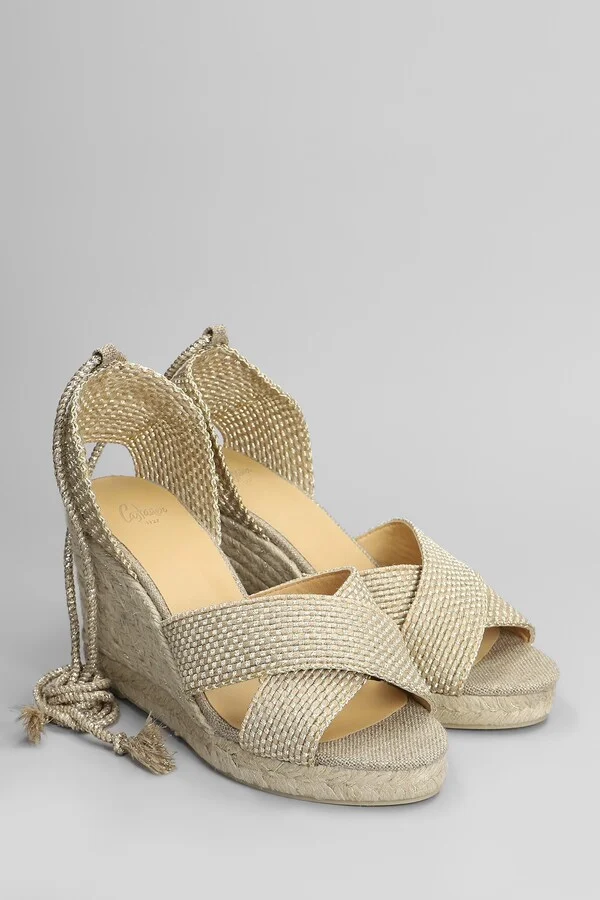 Becca-8-256 Wedges In Gold Fabric - Image 2