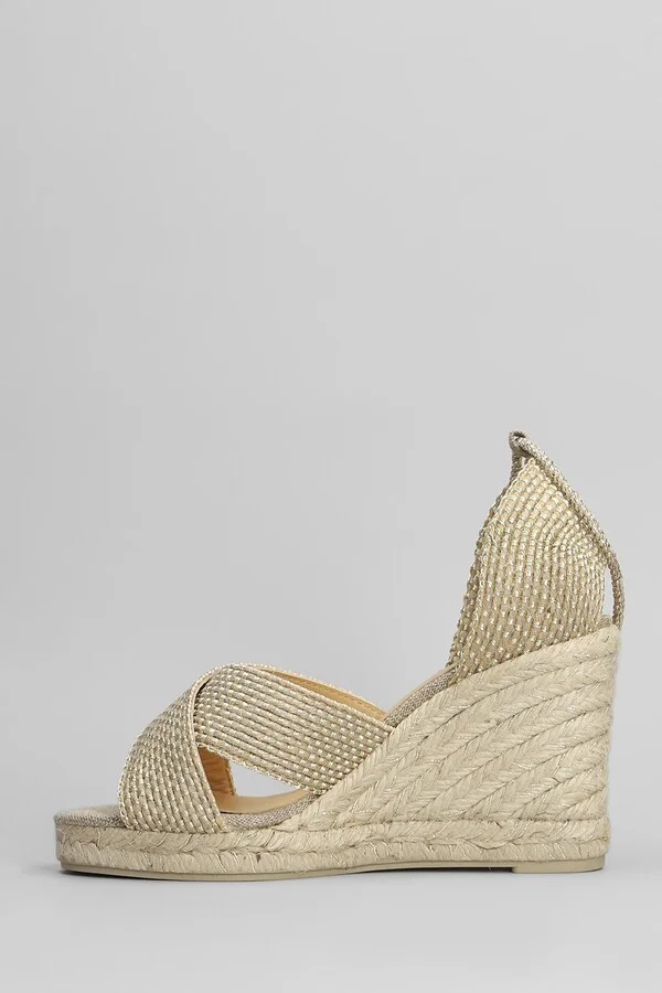 Becca-8-256 Wedges In Gold Fabric - Image 3