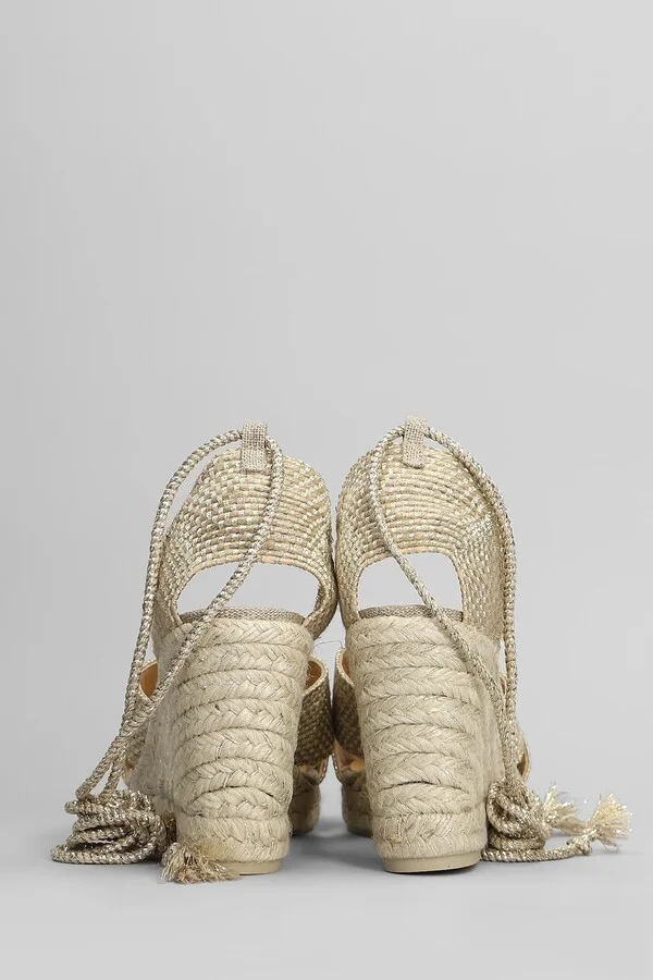 Becca-8-256 Wedges In Gold Fabric - Image 4