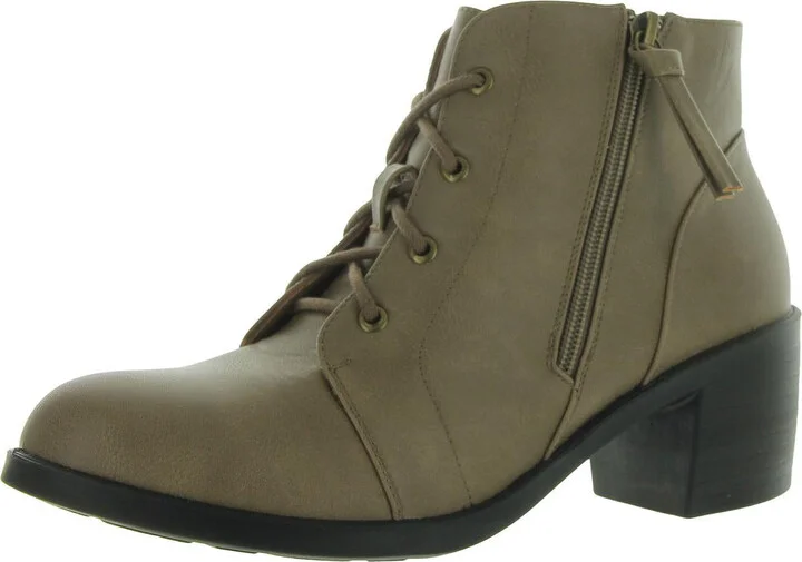 Becker Womens Faux Leather Block Heel Ankle Boots