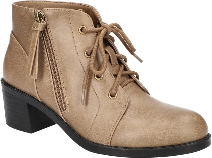 Becker Womens Zipper Faux Leather Ankle Boots