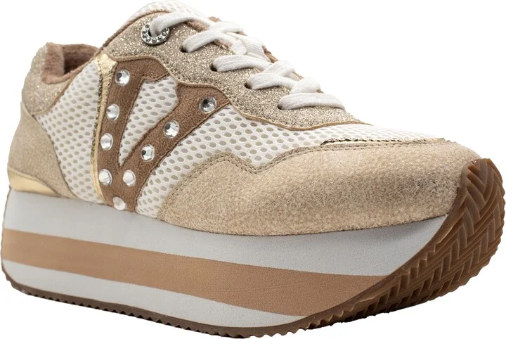 Beckett Crystal Embellished Mixed Media Platform Sneaker
