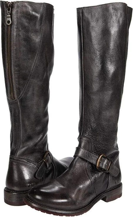 Bed Stu Glaye F315401 Women's US 6.5 Black Leather Mid Calf Riding Boots KHD2324
