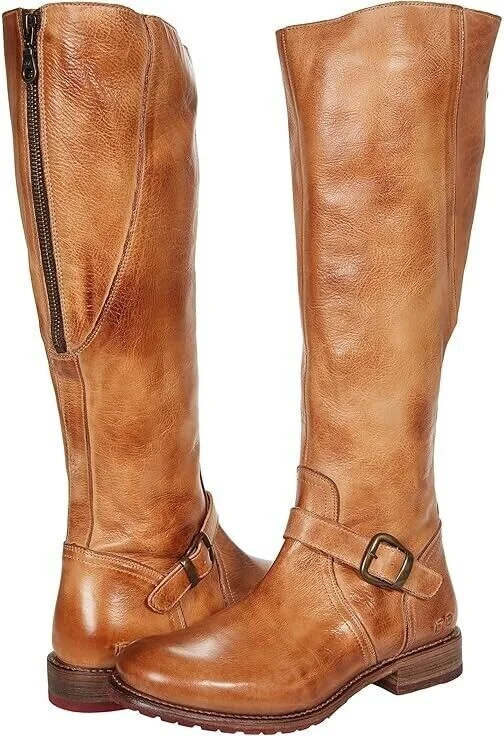 Bed Stu Glaye F315401 Women's US 8 Brown Leather Mid Calf Riding Boots RHS2385