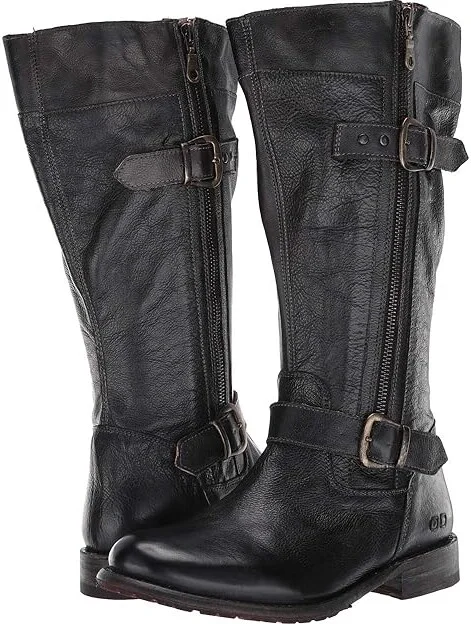 Bed Stu Gogo Lug Wide Calf Women's Boots Black Rustic : 6 M, Leather