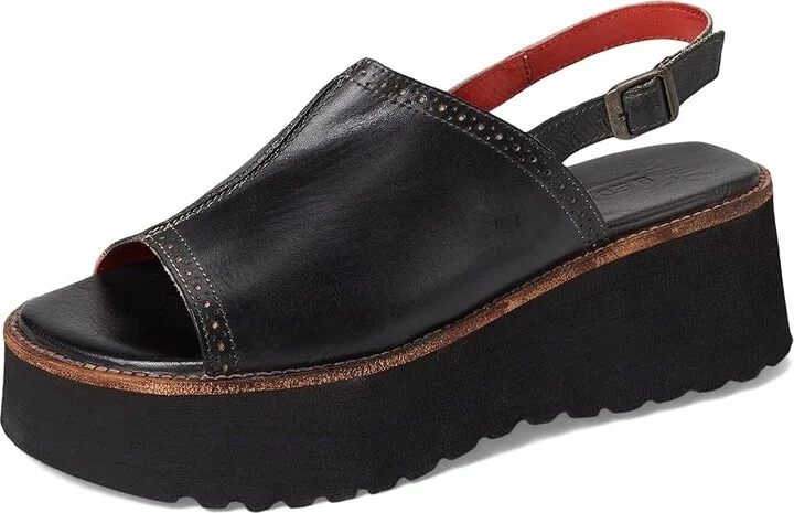 Bed Stu Library Women's Wedge Shoes Black Rustic : 7 M, Leather - Image 5