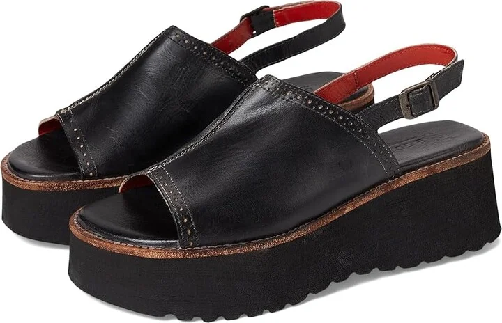 Bed Stu Library Women's Wedge Shoes Black Rustic : 7 M, Leather