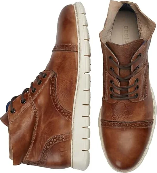Bedstu Men's Bowery II Leather Cap Toe High-Top Sneakers Tan