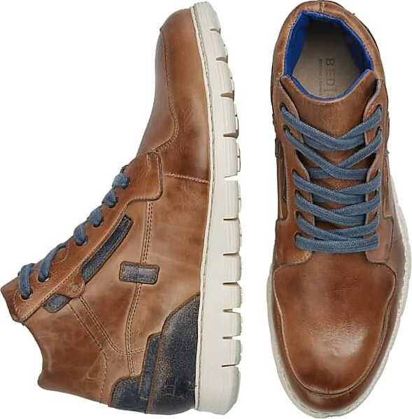 Bedstu Men's Galahad Leather Moc Toe High-Top Sneakers Tan