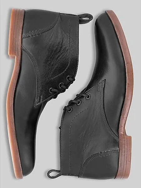 Bedstu Men's Illiad Leather Lace-Up Chukka Boots Black