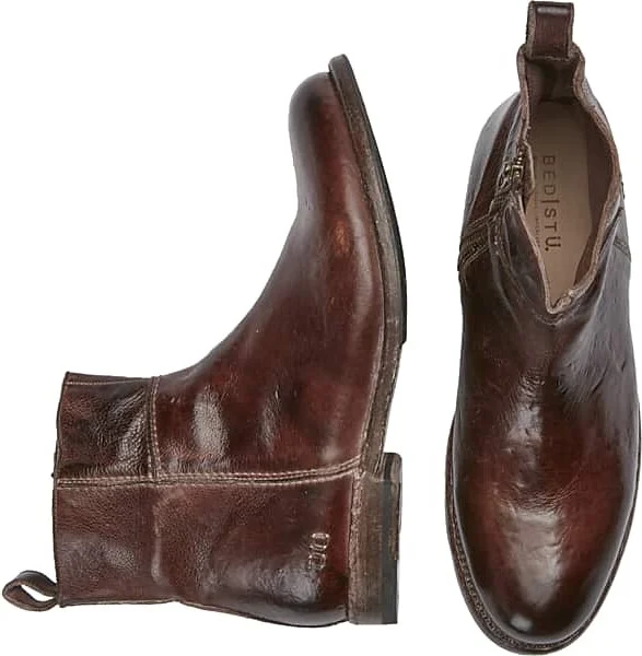 Bedstu Men's Kaldi Leather Plain Toe Boots Brown