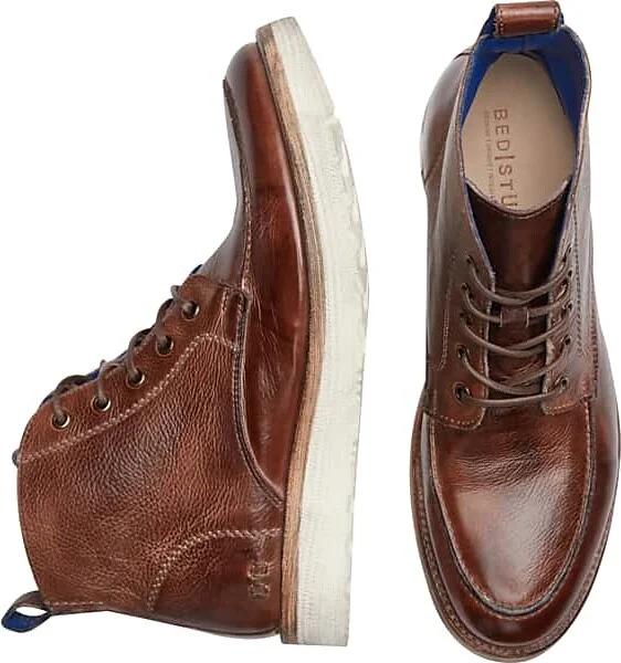 Bedstu Men's Lincoln Leather Apron Toe Lace-Up Boots Brown