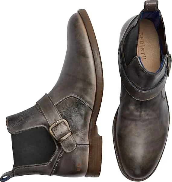 Bedstu Men's Michelangelo Leather Lace-Up Plain Toe Chelsea Boots Gray