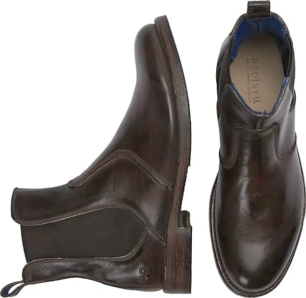Bedstu Men's Nando Leather Plain Toe Chelsea Boots Black Rustic